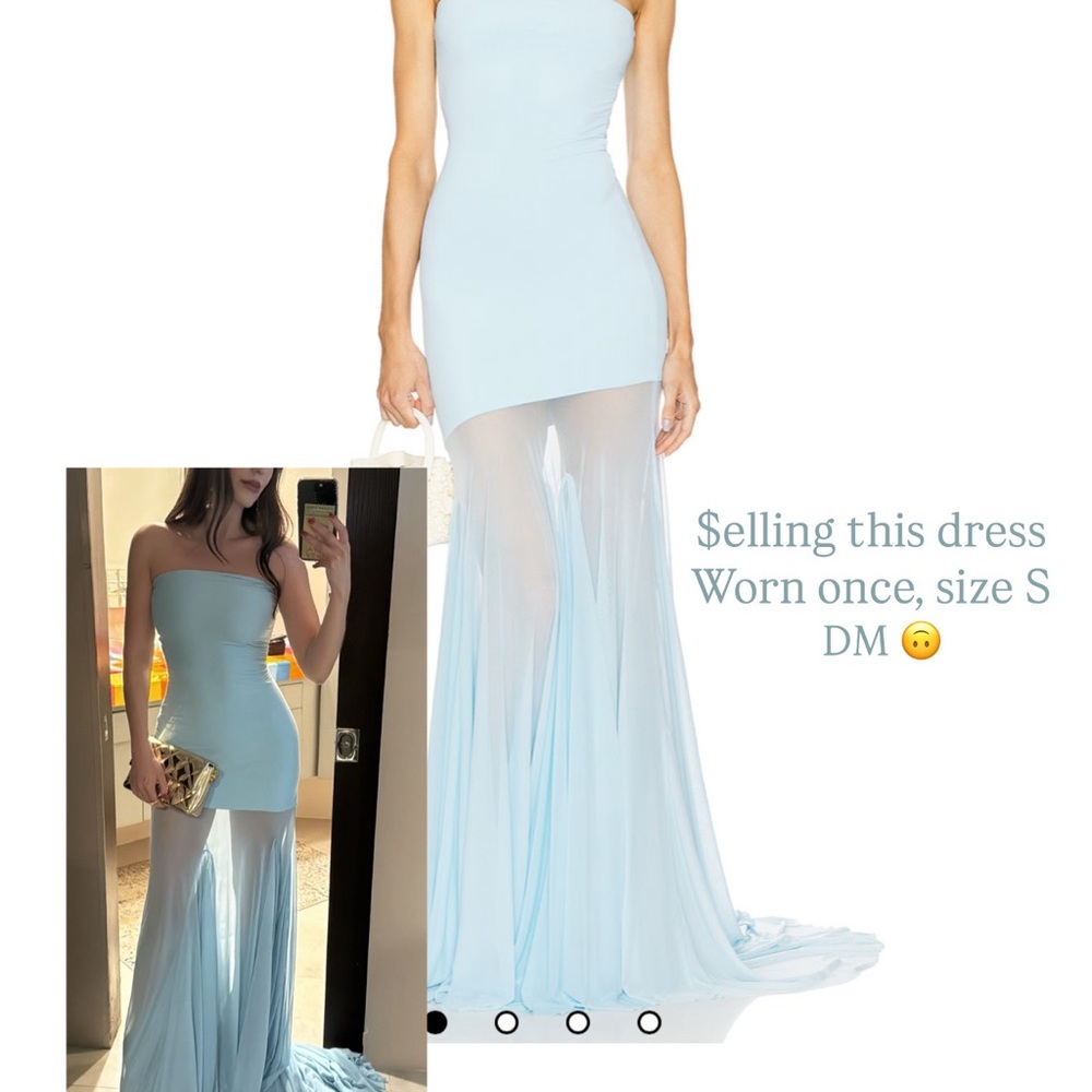 Elegant Strapless Blue Evening Gown